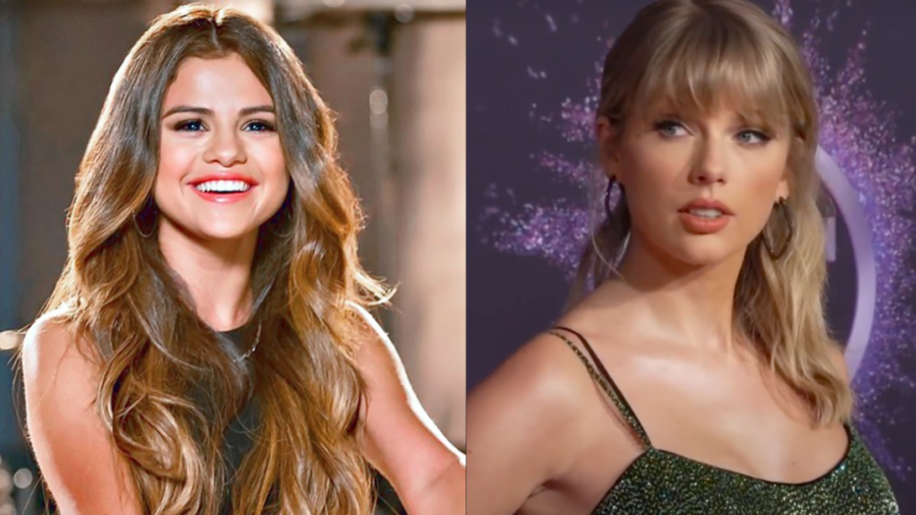 Selena Gomez and Taylor Swift, Photo by Cosmopolitan UK, 191125 Taylor Swift at the 2019 American Music Awards 1, CC BY 3.0, Photo by Lunchbox LP, Culver City, California, Selena Gomez - Walmart Soundcheck Concert, CC BY 2.0