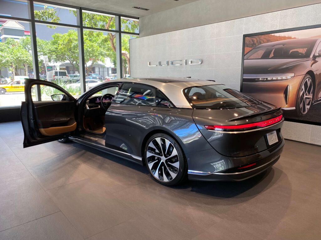 Phillip Pessar, Lucid Motors Brickell City Centre, Miami FL, June 2021 door open, CC BY 2.0